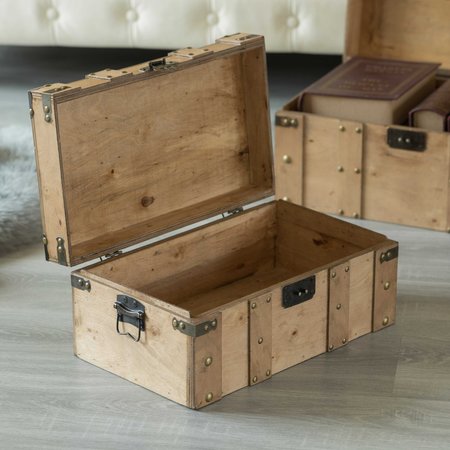Vintiquewise Natural Wooden Style Trunk with Handles, Large QI004014.L
